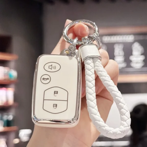 Soft TPU Car Key Fob Cover with Keychain,Key Case Shell Protector for Toyota Aqua RAV4 Land Cruiser Camry Prado Corolla Prius