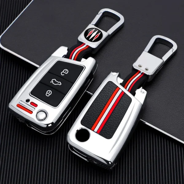 Car Metal Key Case Cover Shell For VW Volkswagen Golf 7 MK7 Tiguan MK2 For SEAT Ateca Leon FR 2 Ibiza For Skoda Octavia Keychain