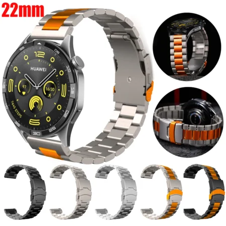 22mm Stainless Steel Band For Huawei Watch GT5 Pro GT4 GT3 GT2 Pro/GT2e 46mm Strap Metal Bracelet for Huawei Watch 4/4pro/3/3pro