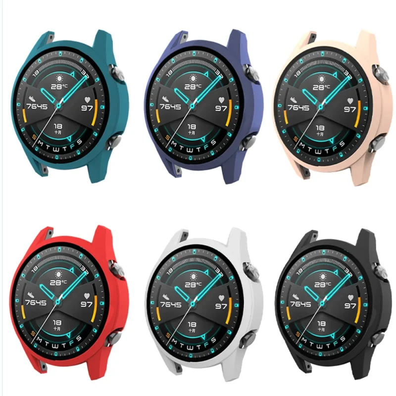 Glass+Case for Huawei Watch GT 2-2e 46mm/42mm Accessories Full Coverage Bumper Tempered Screen Protector huawei gt2e gt2 Cover - Image 6
