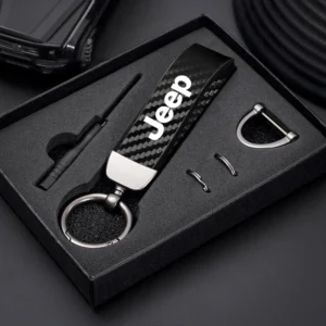 Car Carbon Fiber Style Keychain Microfiber Leather Key Chain For Jeep Renegade Compass Grand Cherokee Wrangler jk Gladiator