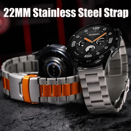 22mm Watchband For Samsung Gear S3 Galaxy Watch 3 45mm Metal Stainless Steel Strap For Huawei GT 5 4 3 2 2E GTR4 GTR3 GTR2E Band