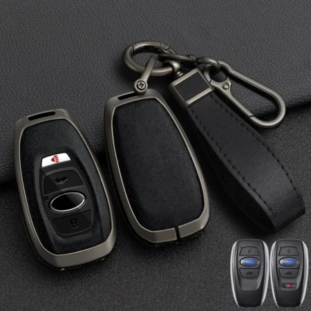 Zinc Alloy + Leather Car Key Case Cover for Subaru BRZ Forester Legacy Outback WRX STI Impreza XV Crosstrek 3 4 Buttons Remote