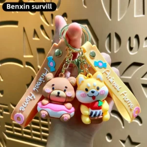 CartoonCute Small Bamboo Dog Party Keychain Car Keys Pendant Bag Accessories Wholesale Gifts Fashionable Jewelry Accessories