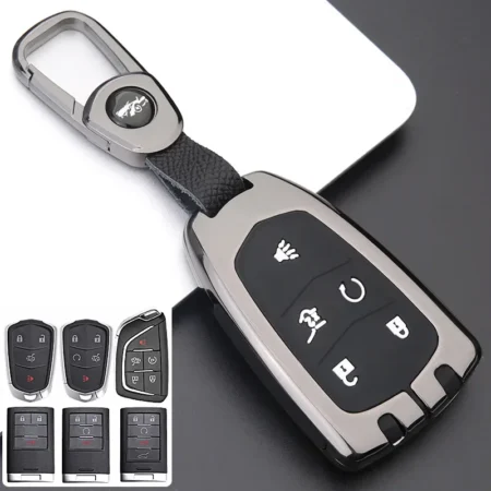 3 4 5 Buttons Zinc Alloy +Silicone Full Cover Car Key Case for Cadillac Escalade CTS DTS ESV SRX STS CT5 CT6 XTS XT4 XT5 ATS