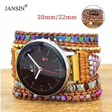 20mm 22mm Natural Stone Strap For Samsung Galaxy Watch 7 6 5 4 Classic Active 2 S3 Retro Women Bracelet For Huawei GT4３Pro GT2e