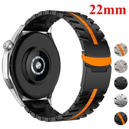 22mm Stainless Steel Strap For Huawei Watch GT5 Pro 46mm GT4 GT3 GT2E Luxury Metal Band For Xiaomi Watch S4 S3 S2 S1 Active GTR4