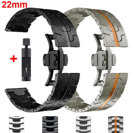 22mm Stainless Steel Band For Huawei Watch GT4 3 2E Metal Bracelet Strap For Xiaomi Mi Watch Color 2 S4 S3 S2 S1 GTR 4 3 2 47mm