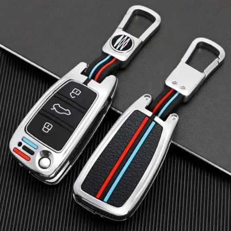 Zinc Alloy Car Key Case Full Cover Shell Fob For Audi A3 A4 A5 C5 C6 8L 8P B6 B7 B8 C6 RS3 Q3 Q7 TT 8L 8V S3 Holder Accessories