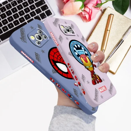 Marvel Spiderman Hero Cartoon Liquid Left Rope Cover Phone Case