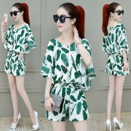 Fashionable Shorts Set For Women 2024 New Summer Stylish Age-Reducing Slimming 2-Piece Set Net Red Popular Age-Reducing Slimming