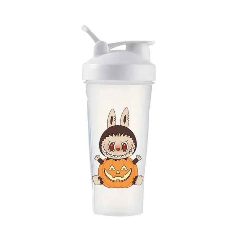 LABUBU Water Bottle Straw Portable Plastic Albumen Powder Shaker Bottle 600ML Cute Outdoor Capacity Sport Water Cup Kids Gifts - Image 2