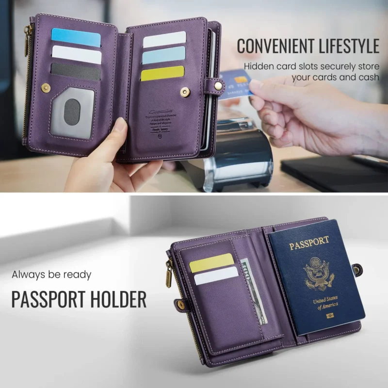 Passport Holder for Travel, Passport Case Wallet With Strap Wristlet and Zipper Wallet for Men Women Gold - Image 6