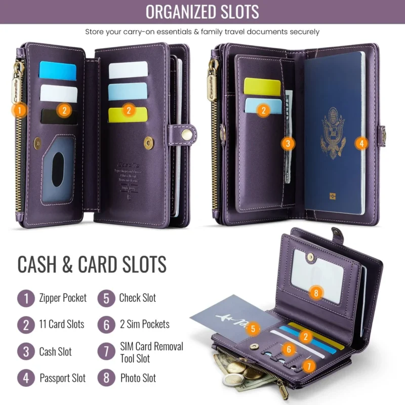 Passport Holder for Travel, Passport Case Wallet With Strap Wristlet and Zipper Wallet for Men Women Gold - Image 2