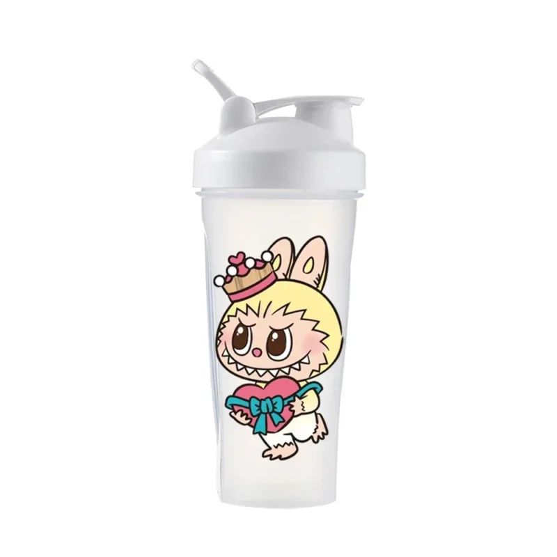 LABUBU Water Bottle Straw Portable Plastic Albumen Powder Shaker Bottle 600ML Cute Outdoor Capacity Sport Water Cup Kids Gifts - Image 4