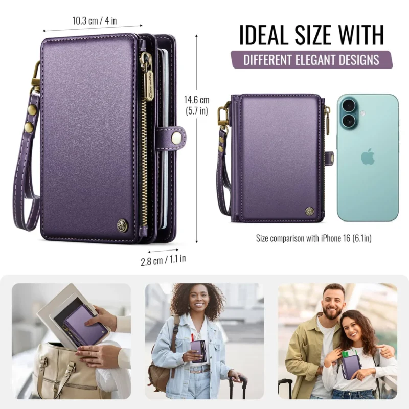 Passport Holder for Travel, Passport Case Wallet With Strap Wristlet and Zipper Wallet for Men Women Gold - Image 3