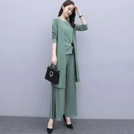Spring Autumn New Women's Bell Bottoms Elegant Slimming Stylish Matching Set Loose Fit Chic Style Three-Piece Suit