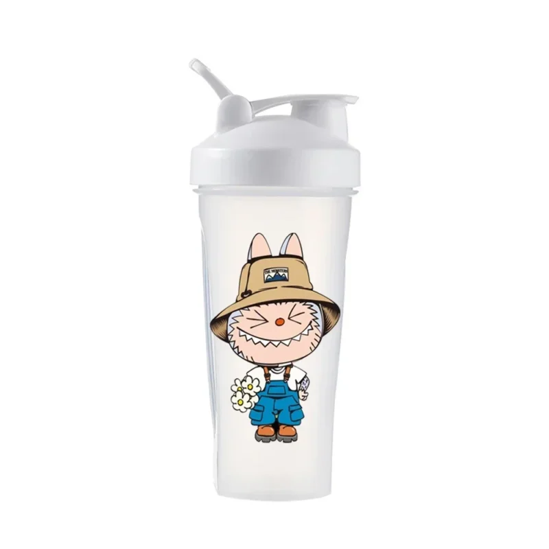 LABUBU Water Bottle Straw Portable Plastic Albumen Powder Shaker Bottle 600ML Cute Outdoor Capacity Sport Water Cup Kids Gifts - Image 6